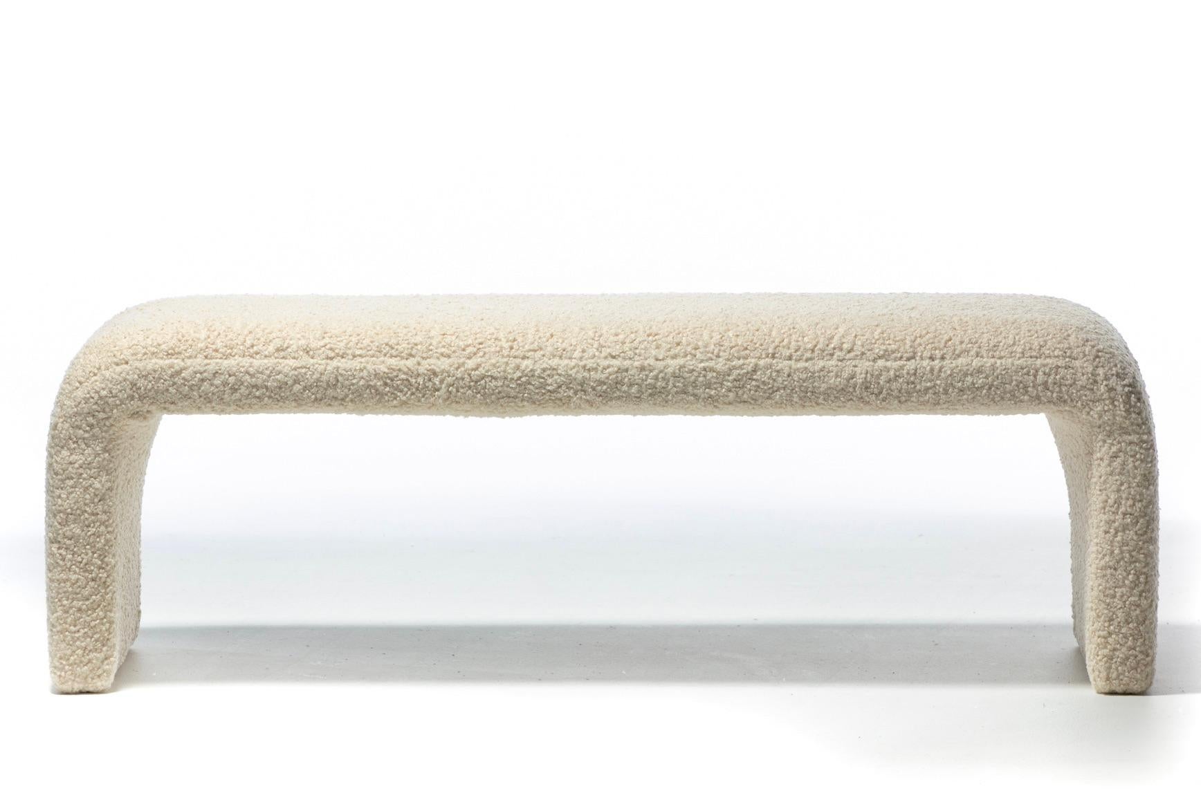 Karl Springer Style Large Waterfall Bench in Ivory Bouclé 10