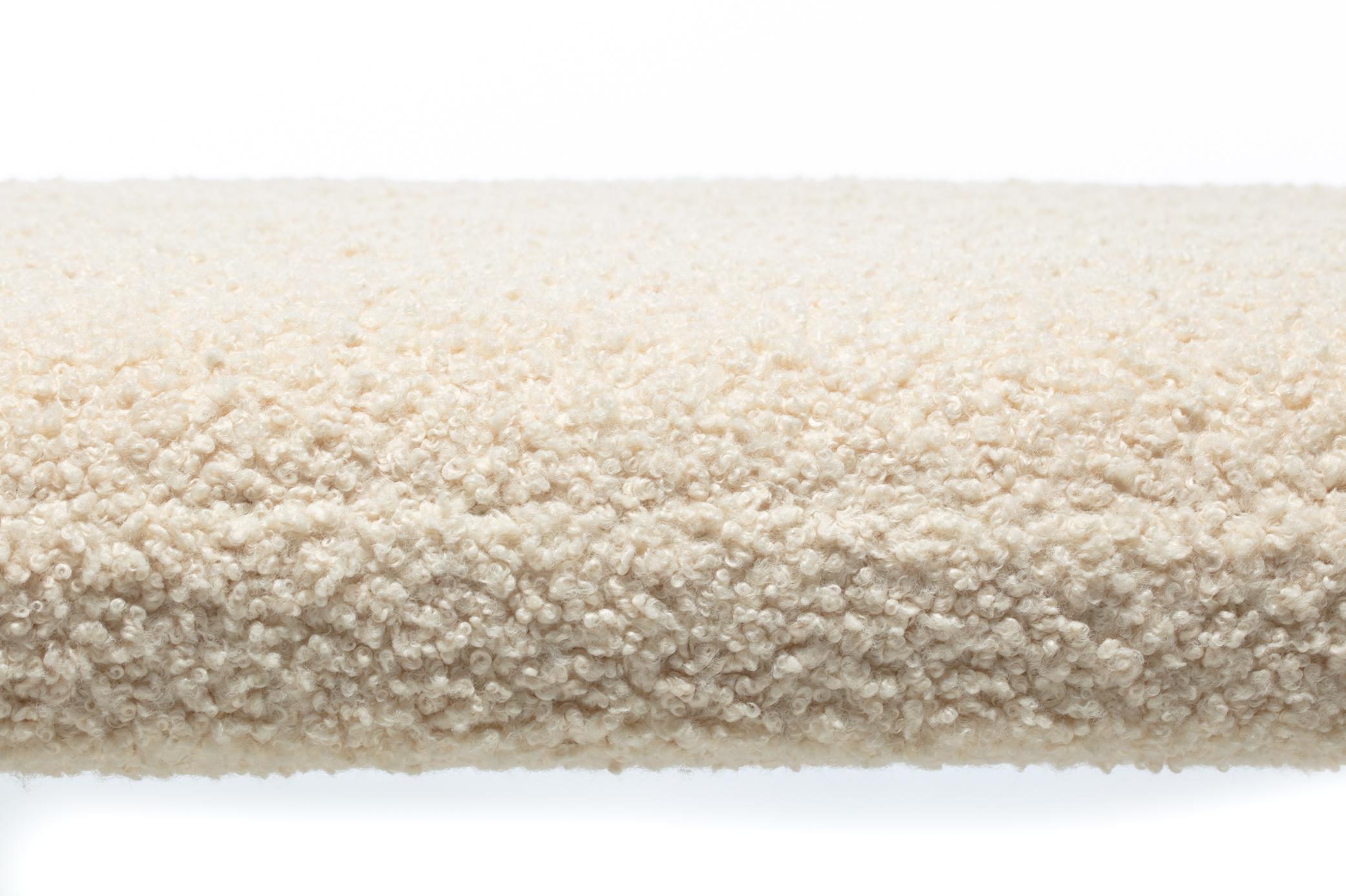 Mid-Century Modern Karl Springer Style Large Waterfall Bench in Ivory Bouclé