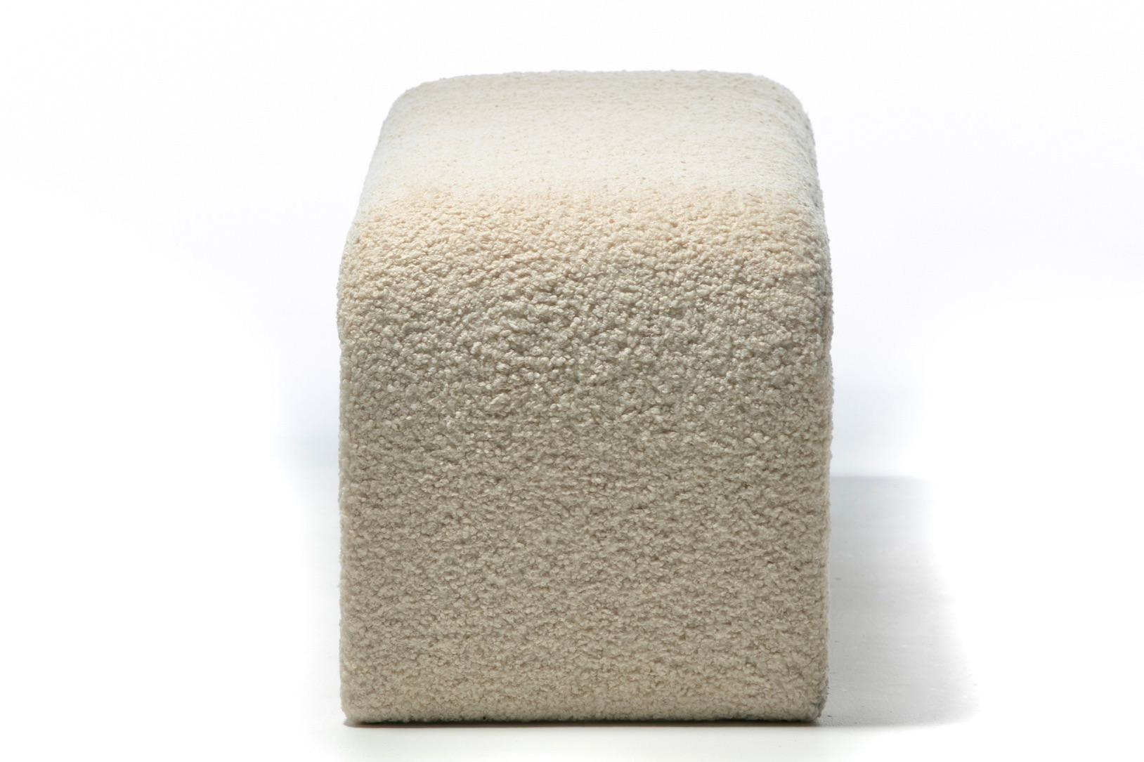 Karl Springer Style Large Waterfall Bench in Ivory Bouclé 2