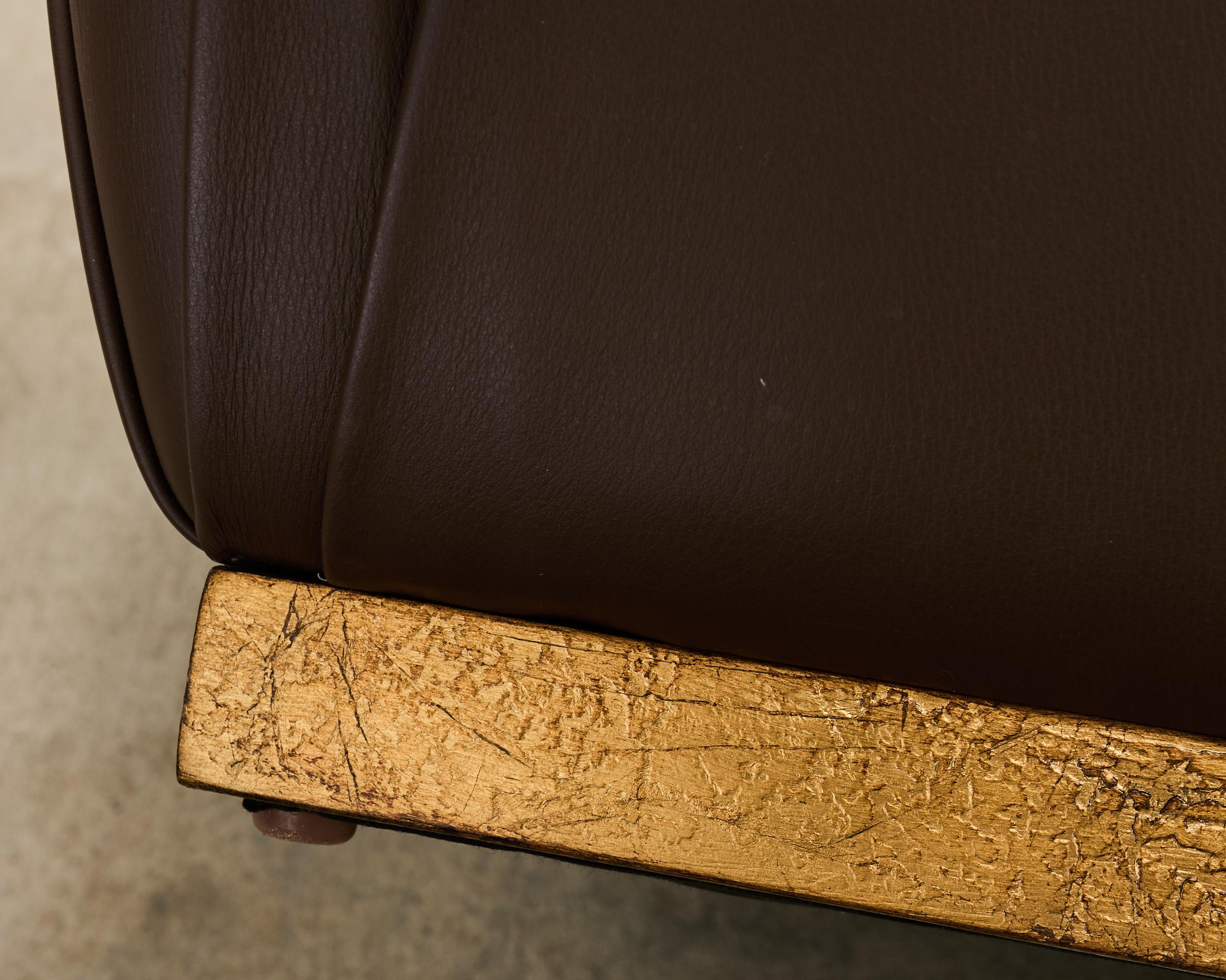 Tabouret Pouf en cuir de style Karl Springer en vente 6