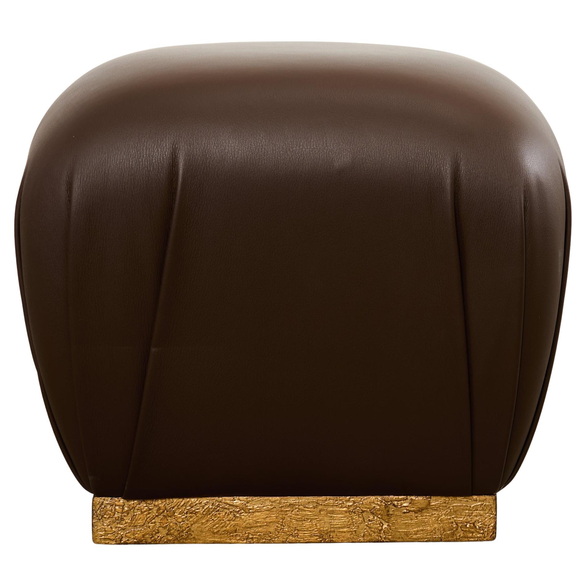 Pouf Sgabello in pelle in stile Karl Springer