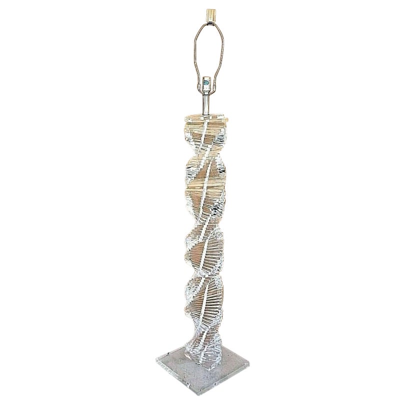 Karl Springer Style Lucite Stacked Helix Floor Lamp