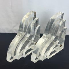Karl Springer Style Lucite Wall Brackets for Shelving - A Pair