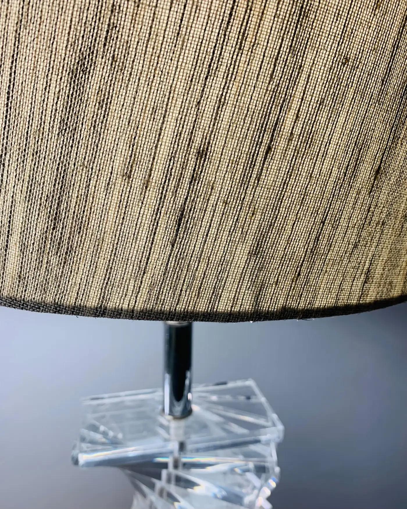Karl Springer Style MCM Stacked Lucite Table Lamp 