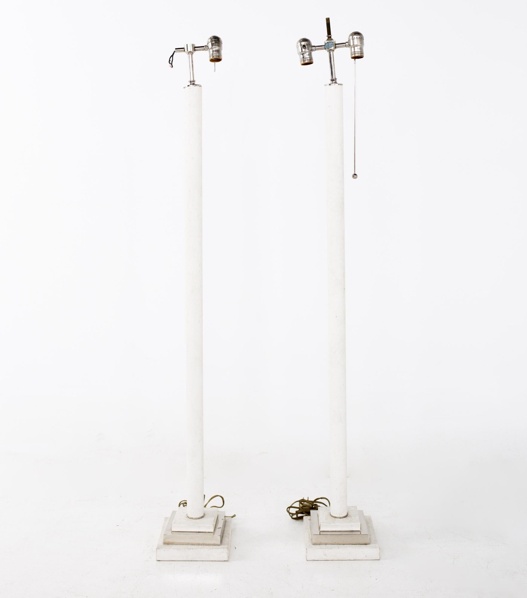 Mid-Century Modern Karl Springer Style Mid Century Faux Ostrich Floor Lamps, Pair For Sale