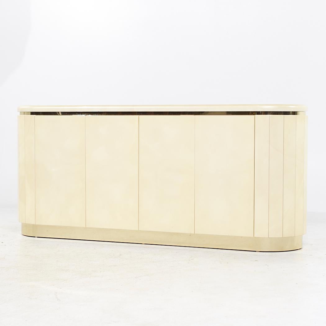 Mid-Century Modern Karl Springer Style Mid Century Lacquered Goat Skin Credenza For Sale