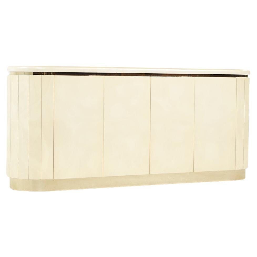 Karl Springer Style Mid Century Lacquered Goat Skin Credenza For Sale