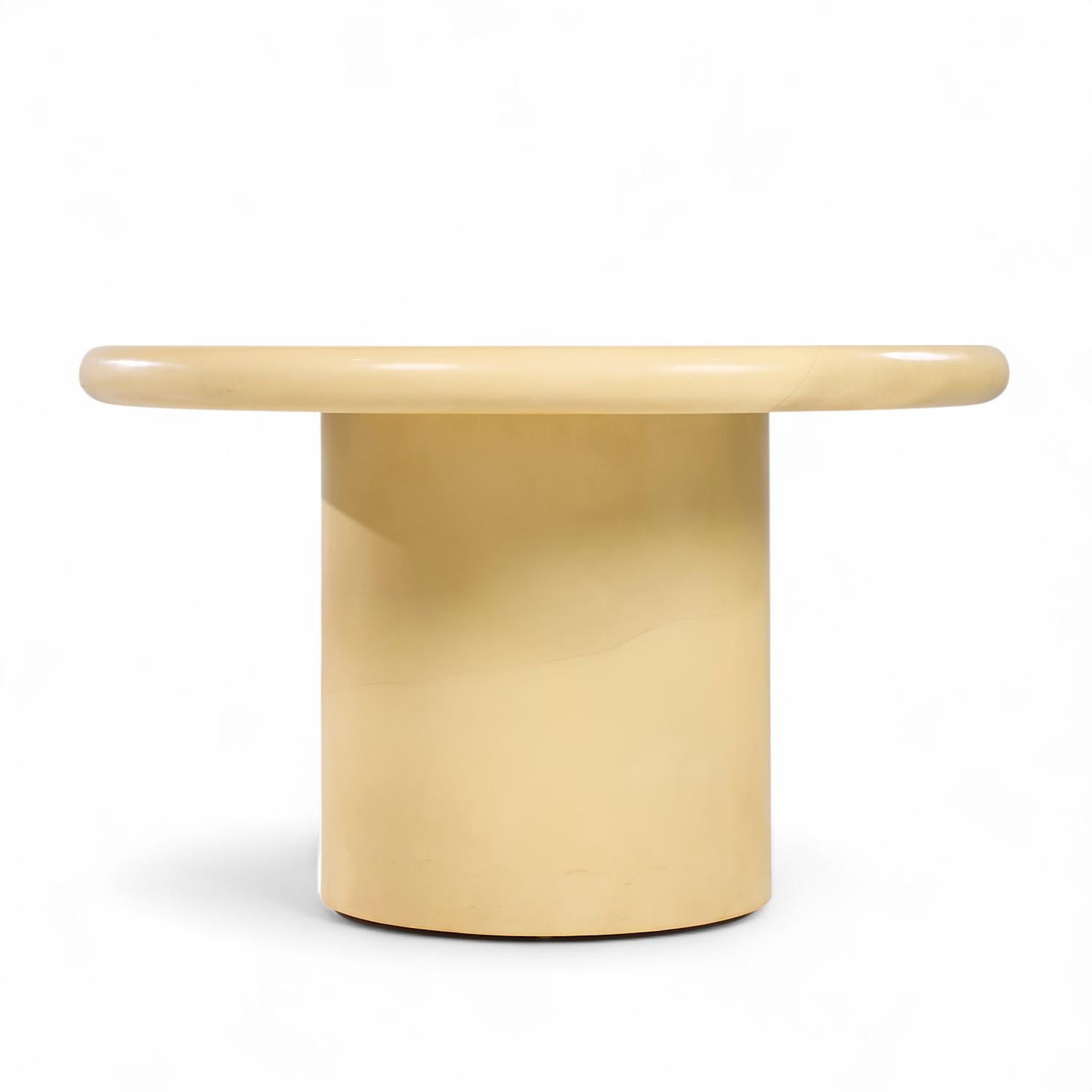 Karl Springer Style Mid Century Lacquered Goat Skin Dining Table with 2 Leaves In Good Condition For Sale In Countryside, IL