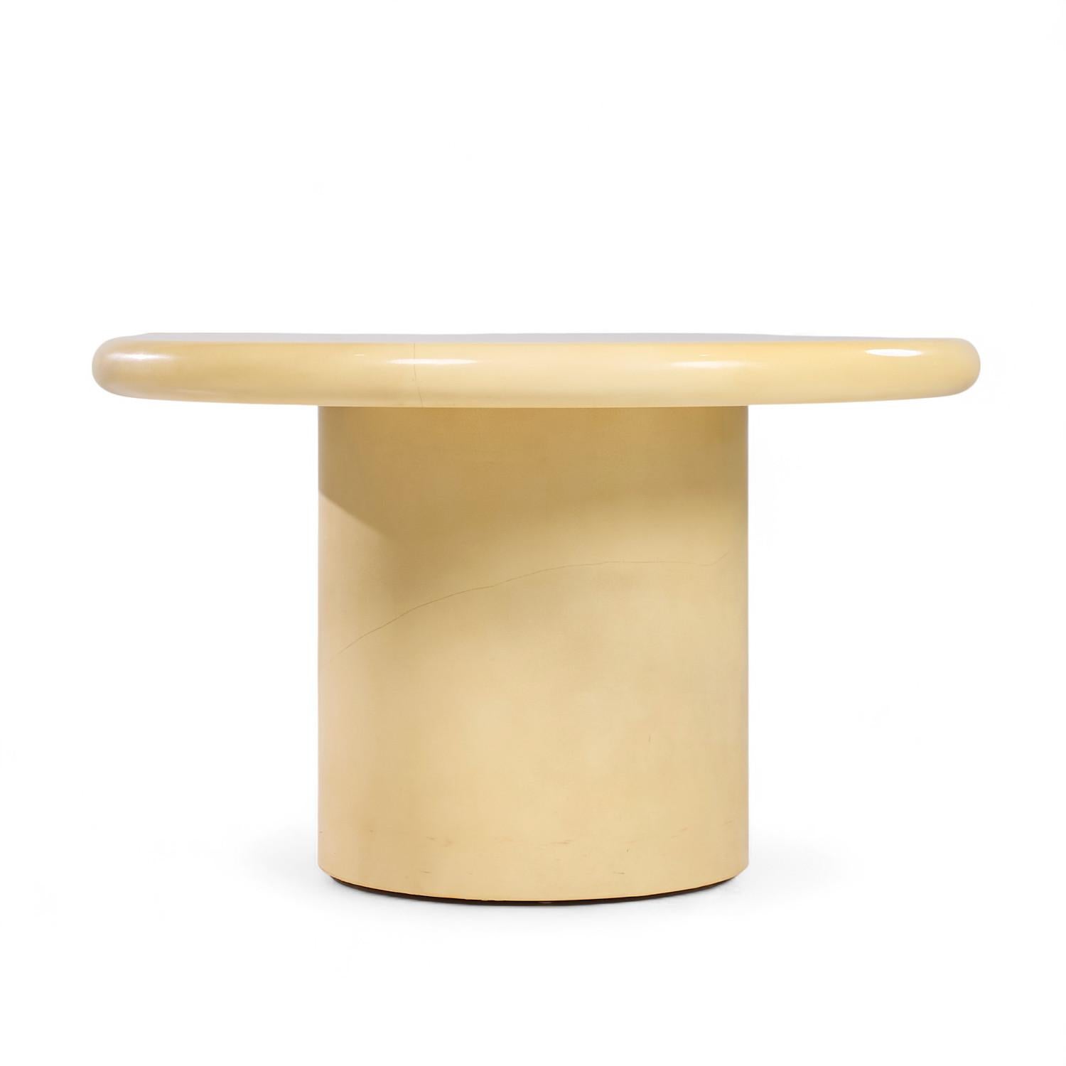 20th Century Karl Springer Style Mid Century Lacquered Goat Skin Dining Table with 2 Leaves For Sale