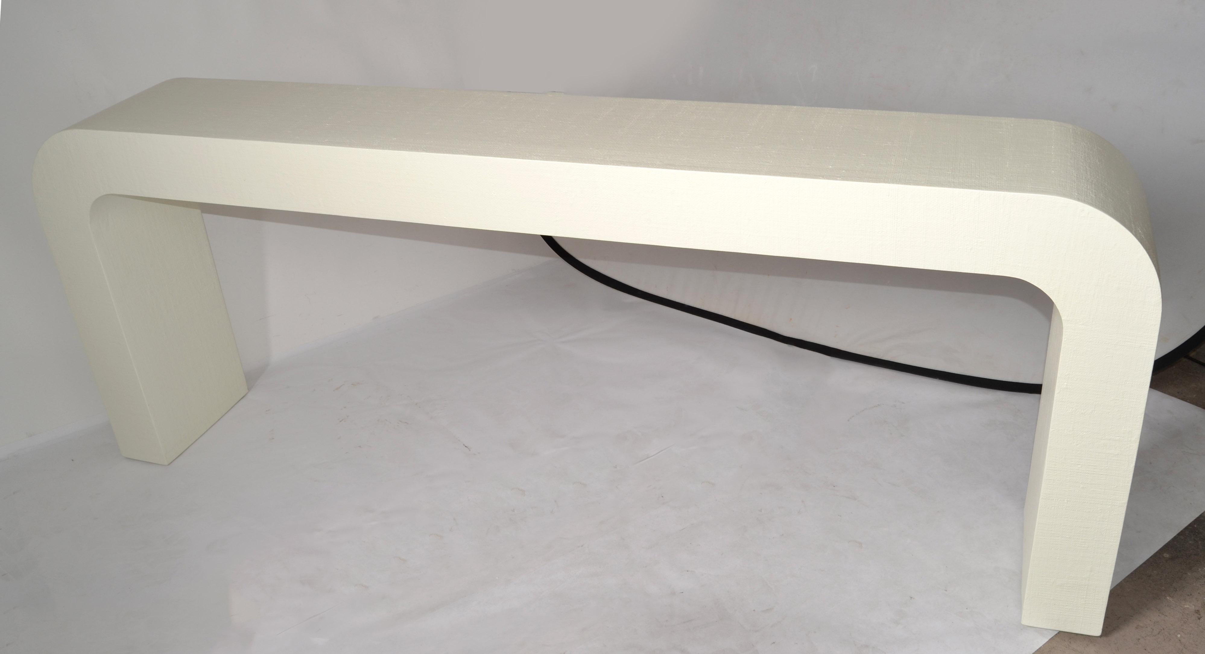 Karl Springer Style Mid-Century Modern Textured Console Table, 1980 For Sale 6