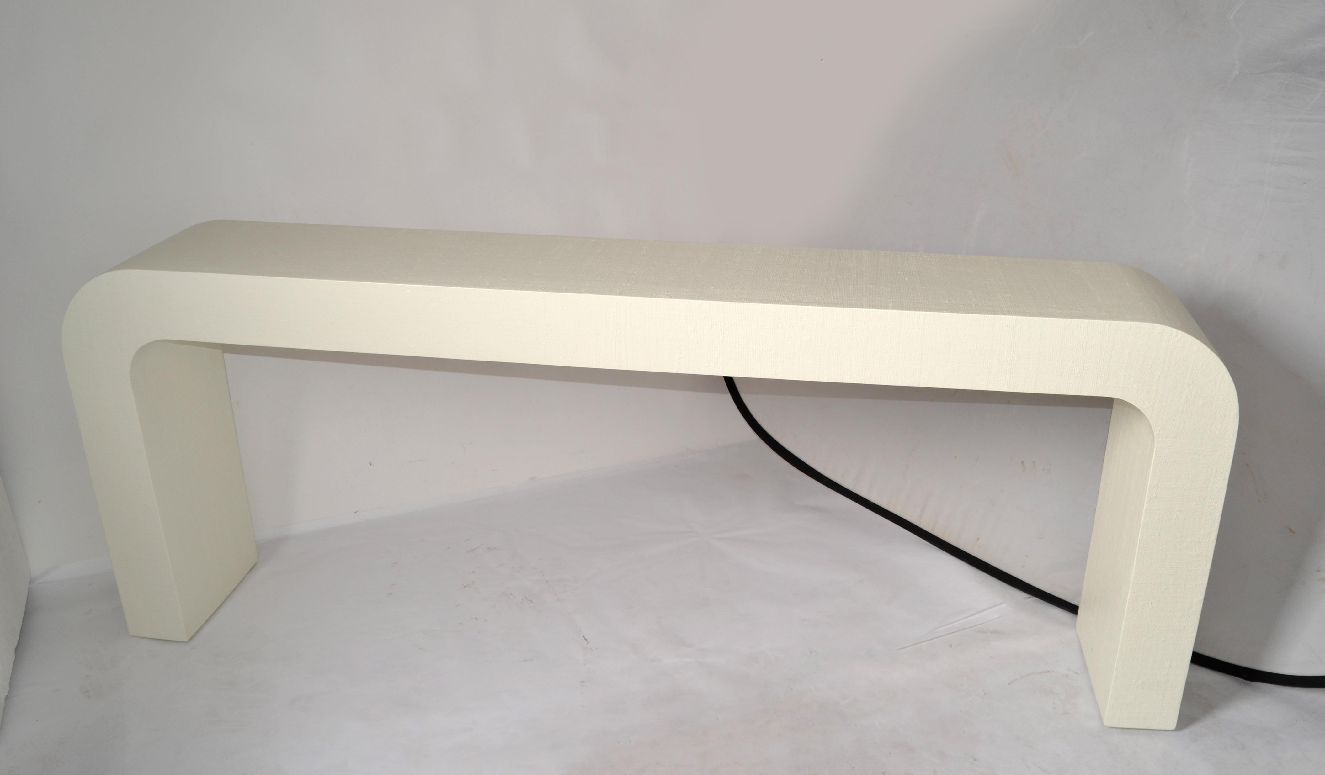 Late 20th Century Karl Springer Style Mid-Century Modern Textured Console Table, 1980 For Sale
