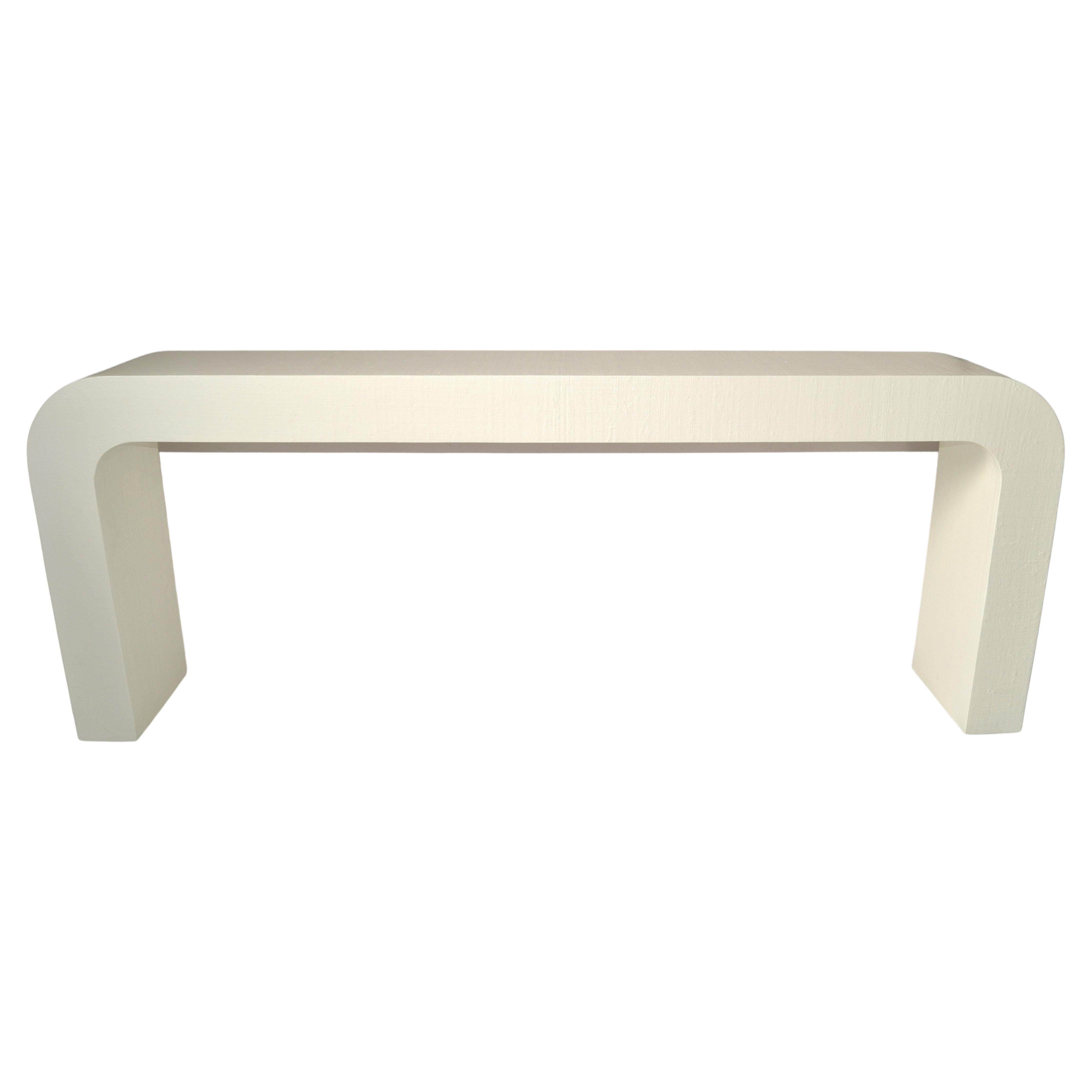 Karl Springer Style Mid-Century Modern Textured Console Table, 1980 For Sale