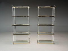 Stile Karl Springer, metà del secolo scorso, Etageres, lucite, ottone, USA, anni '60