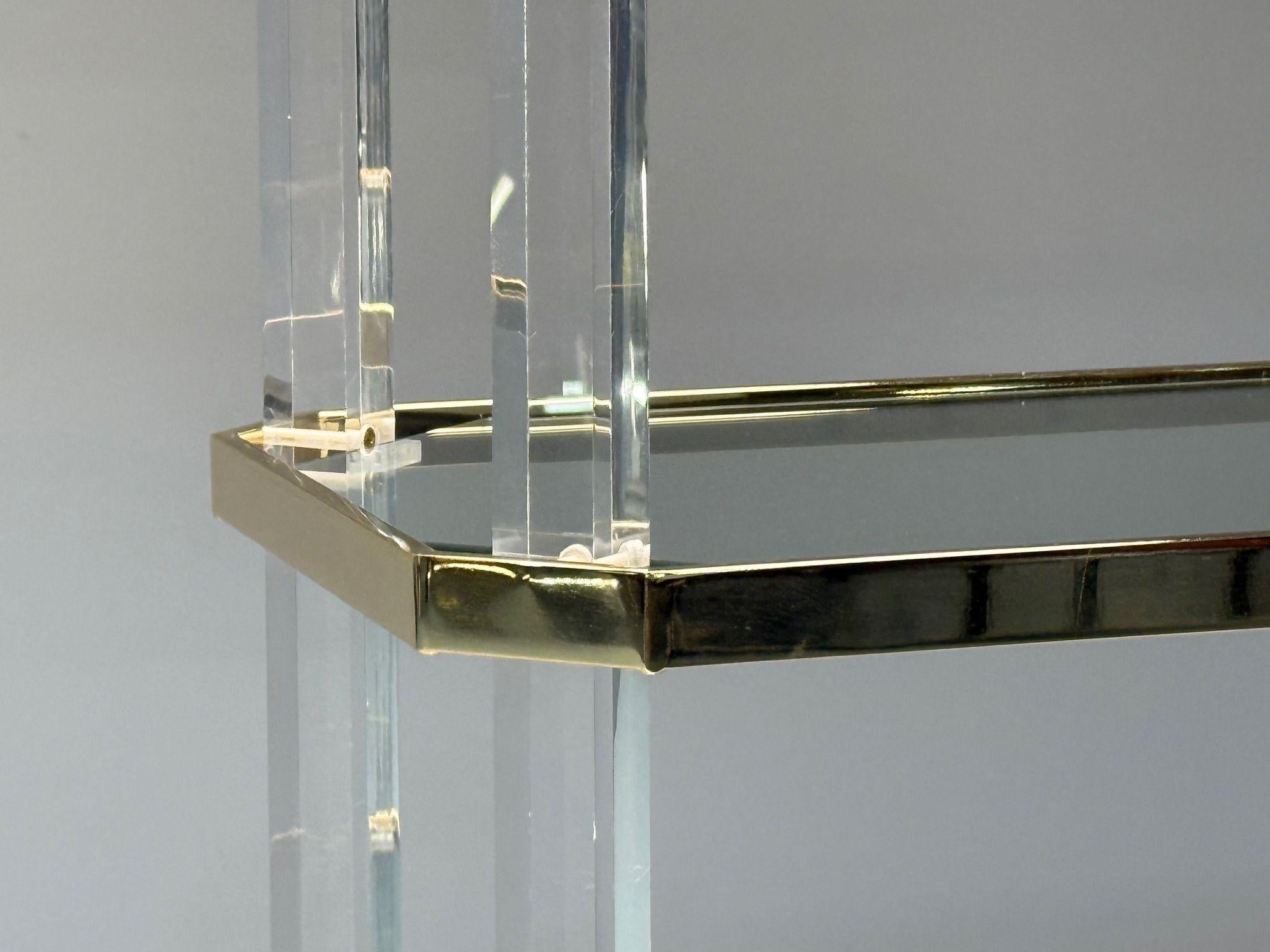 Mid-20th Century Karl Springer Style, Mid-Century Modern, Etageres, Lucite, Brass, USA, 1960s