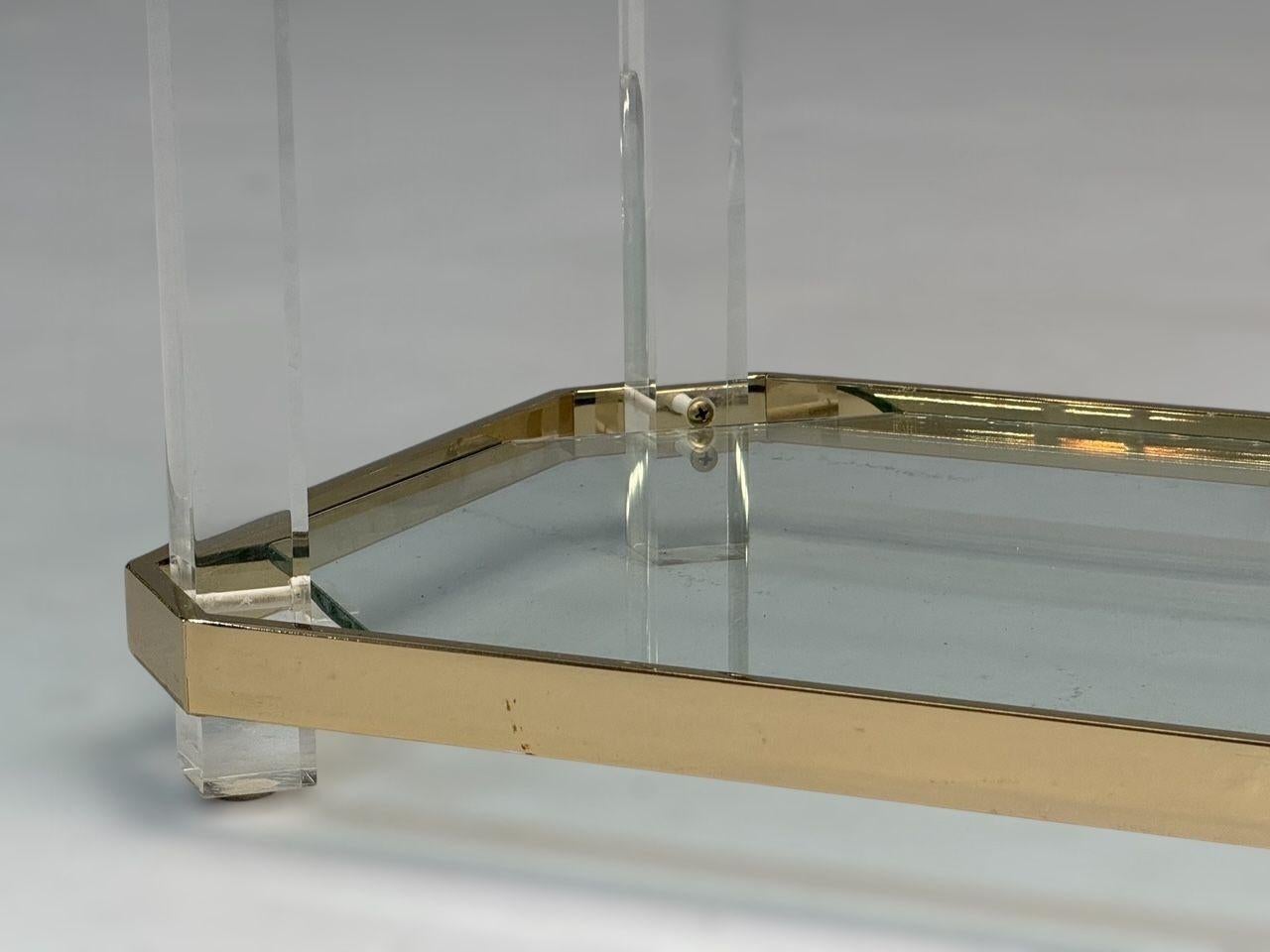 Karl Springer Style, Mid-Century Modern, Etageres, Lucite, Brass, USA, 1960s 1