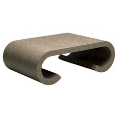 Karl Springer Style, Mid-Century Modern, Grey Faux Shagreen, Coffee Table, 1980s