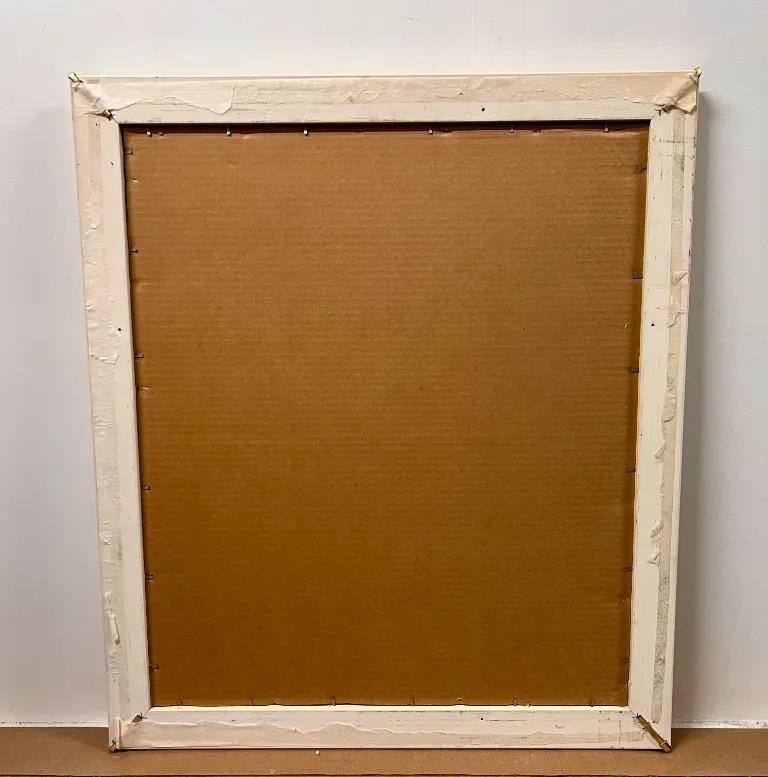 Specchio da parete con cornice beige laccata in stile Karl Springer, metà del secolo scorso in vendita 5