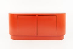 Karl Springer Style Mid Century Red Rounded Credenza