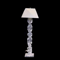 Karl Springer Style Mid Century Stacked Lucite Helix Floor Lamp
