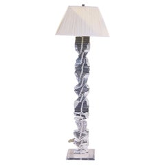 Karl Springer Style Mid Century Stacked Lucite Helix Floor Lamp