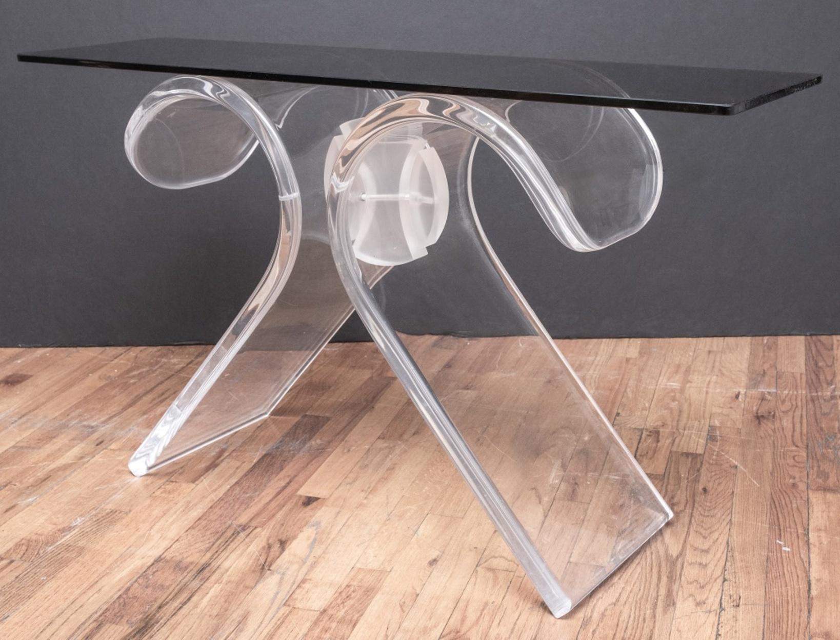 Karl Springer Style Modern Lucite Console table In Good Condition For Sale In New York, NY