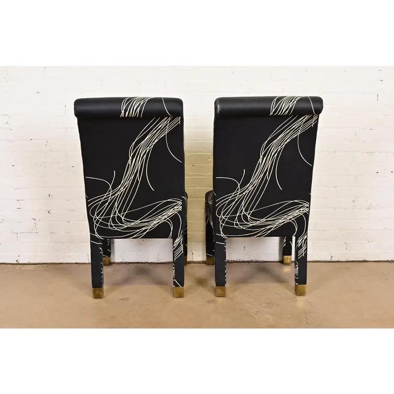 Sedie da pranzo moderne Parsons imbottite in stile Karl Springer, coppia in vendita 6