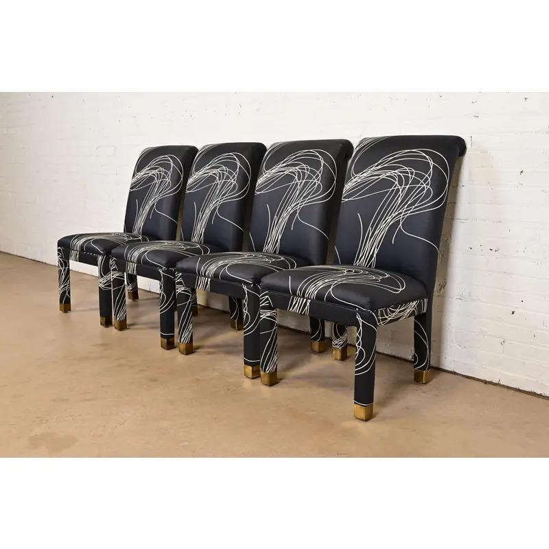 Sedie da pranzo moderne Parsons imbottite in stile Karl Springer, coppia in vendita 7