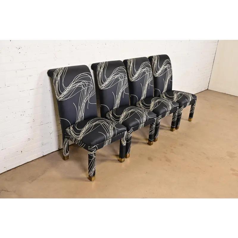 Sedie da pranzo imbottite Parsons moderne in stile Karl Springer, set di quattro sedie In condizioni buone in vendita a South Bend, IN