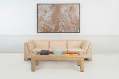 Karl Springer Style Gepolsterter Leder Couchtisch 1980 c.