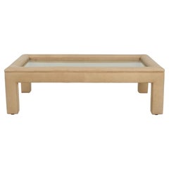 Karl Springer Style Gepolsterter Leder Couchtisch 1980 c. Karl Springer Style Gepolsterter Leder Couchtisch 1980 c.