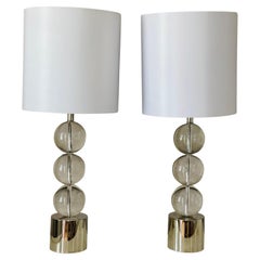 Karl Springer Style Pair of Glass Globes Lamps