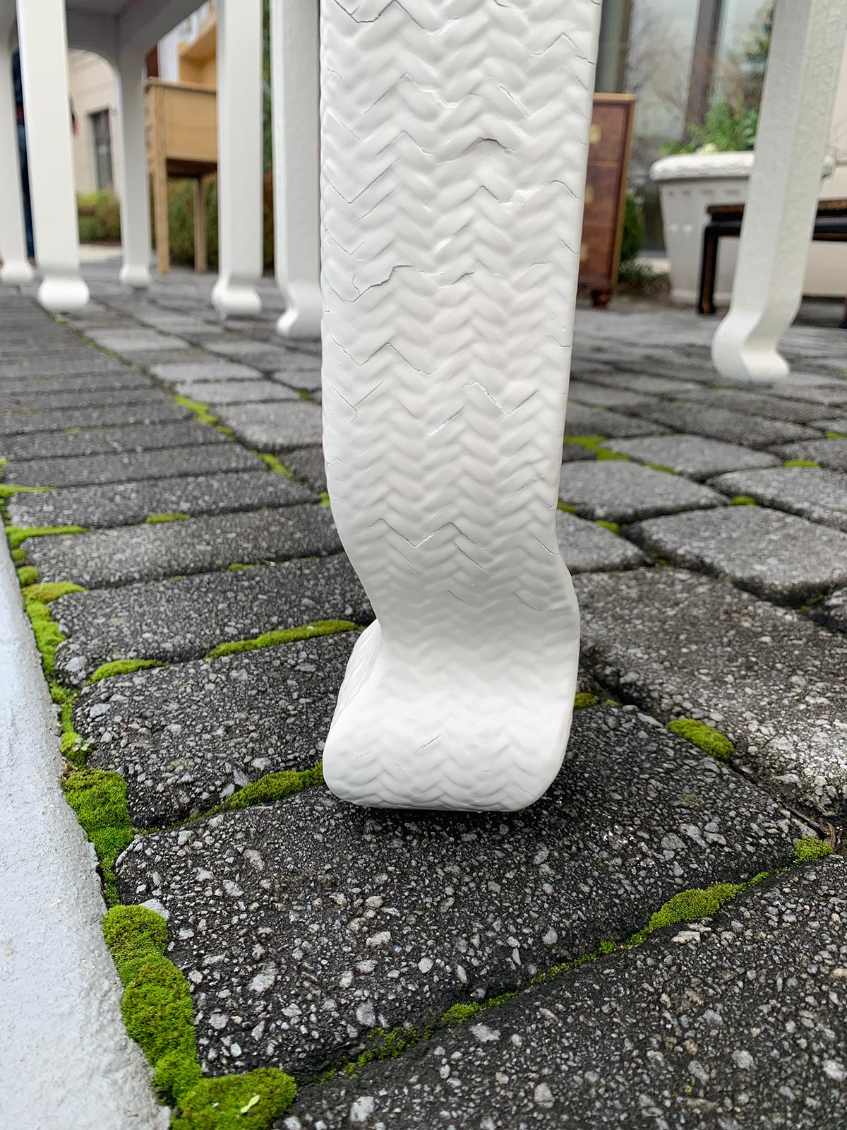 Karl Springer Style Pair of Japanese Woven Raffia Covered Side Tables, Marked 5