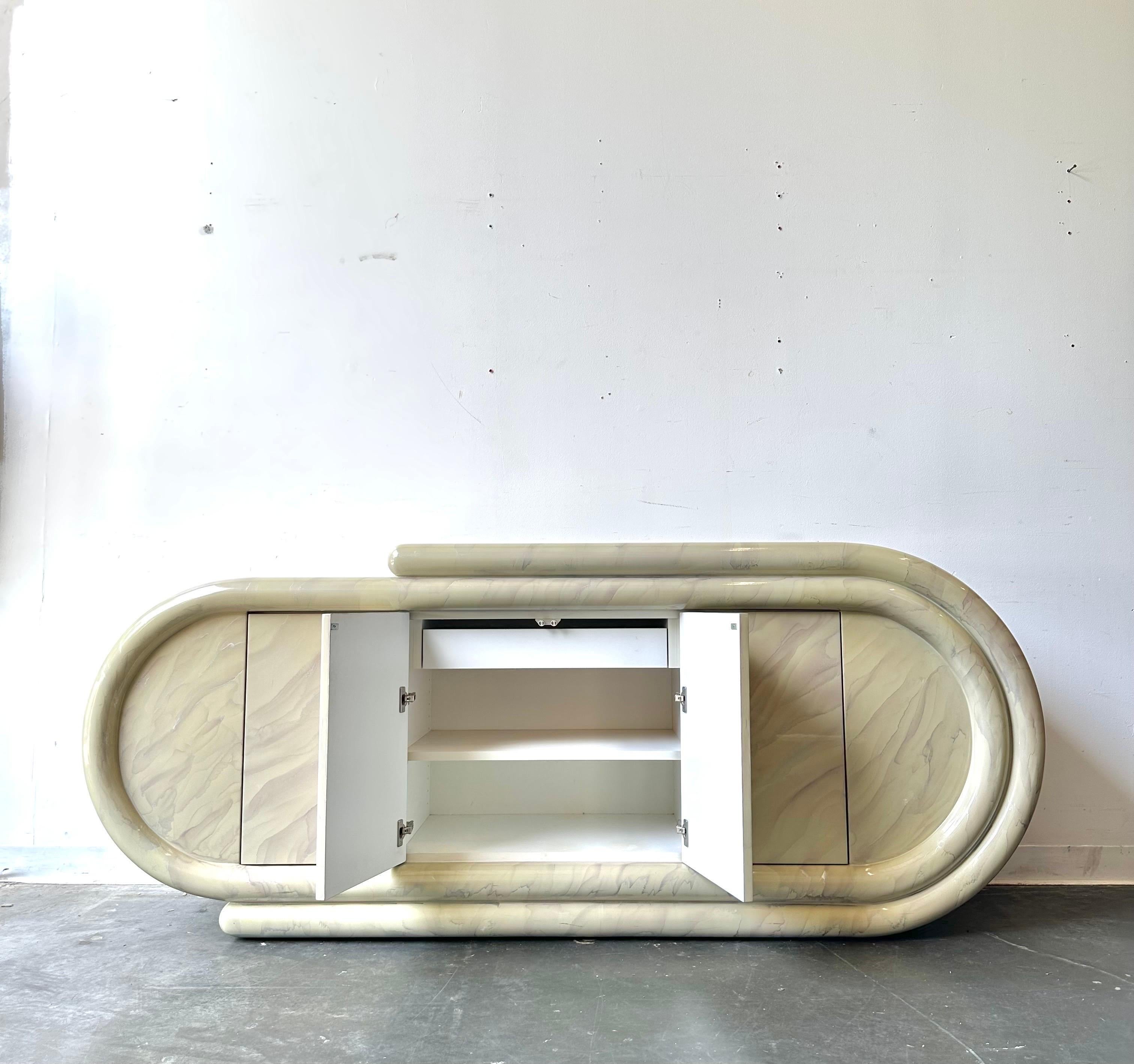 Post-Modern Karl Springer style post modern waterfall credenza