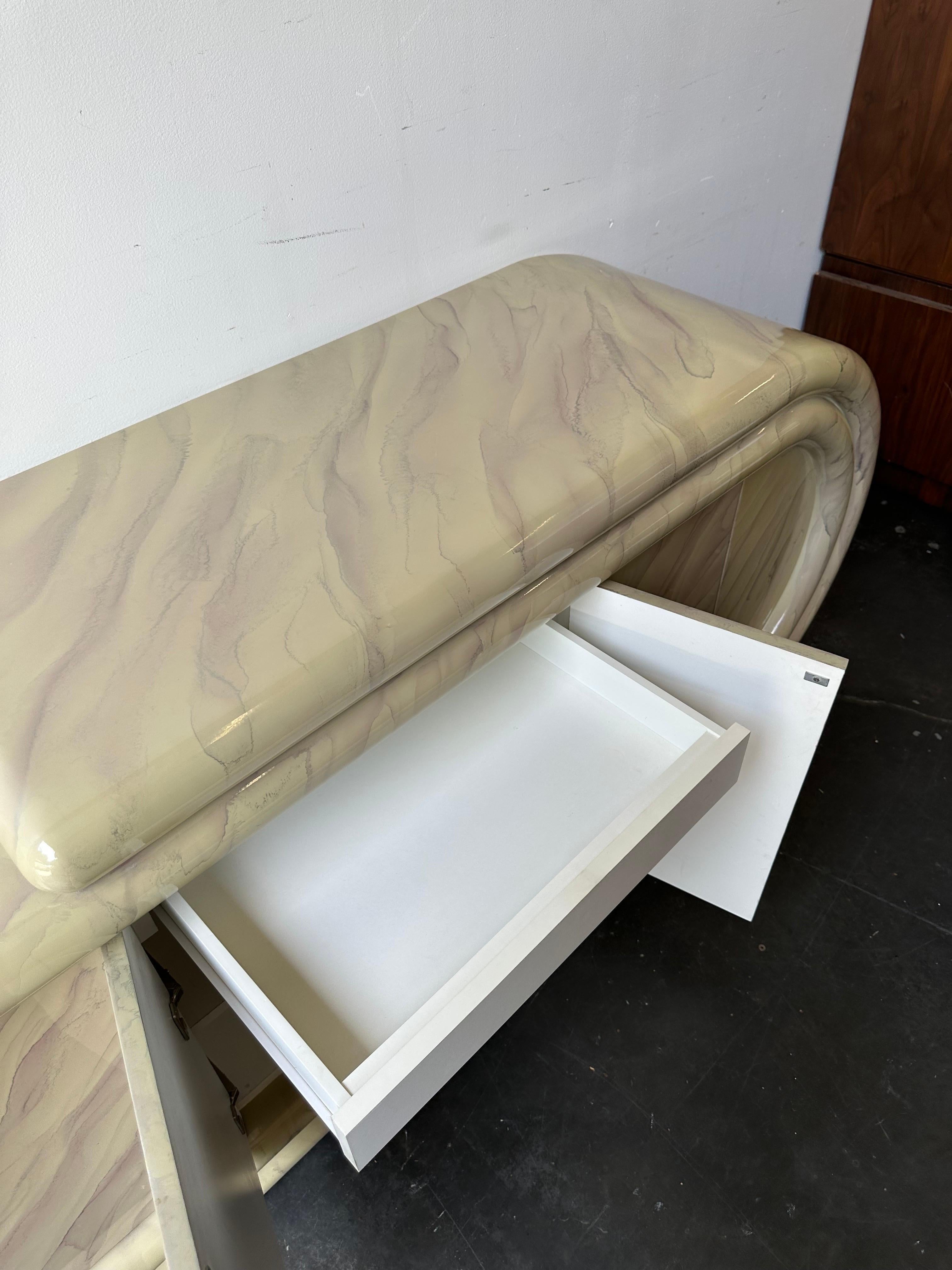 Late 20th Century Karl Springer style post modern waterfall credenza