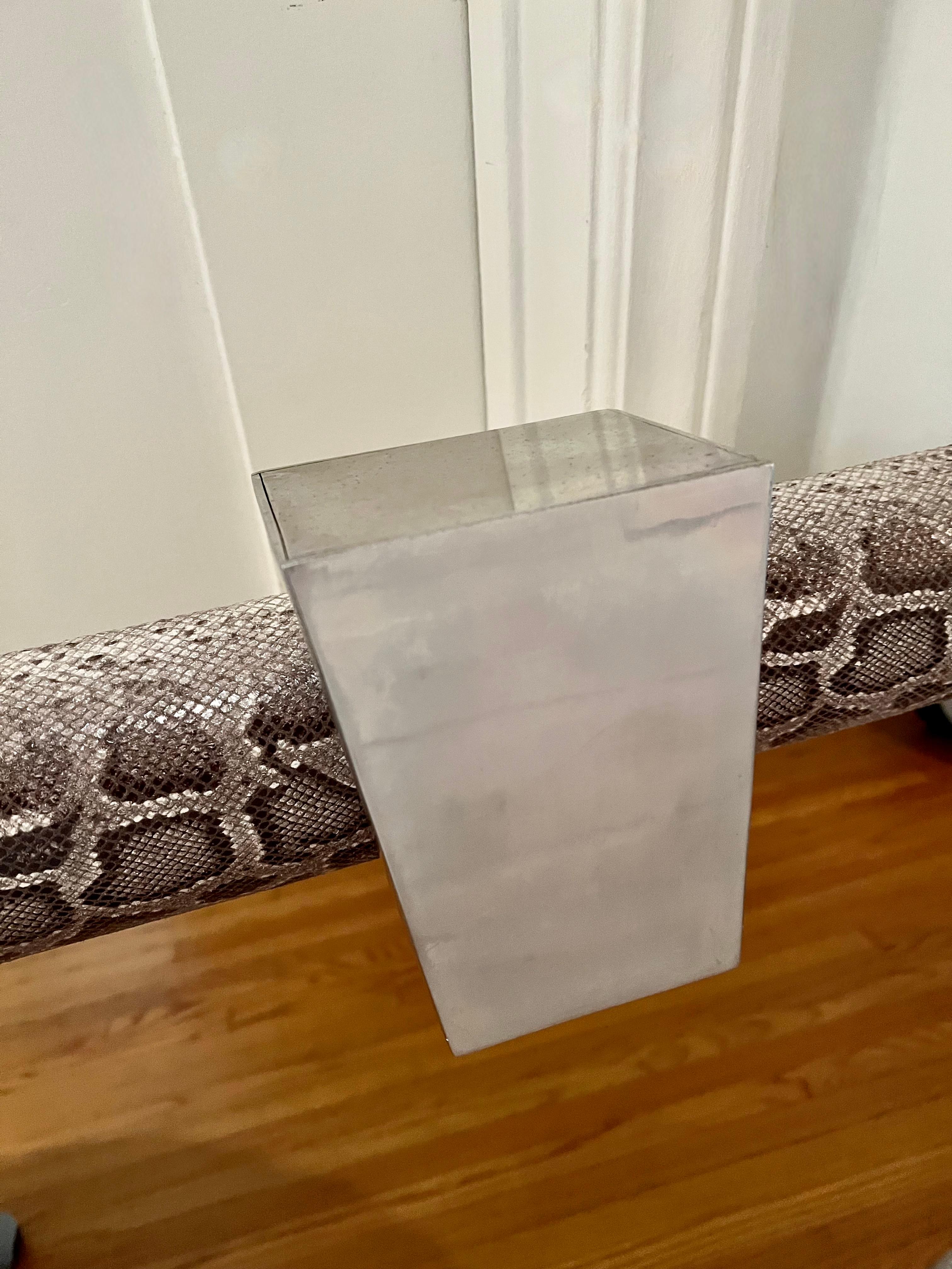 Python Upholstered Wall Mirror, Detachable Chrome Detail For Sale 5