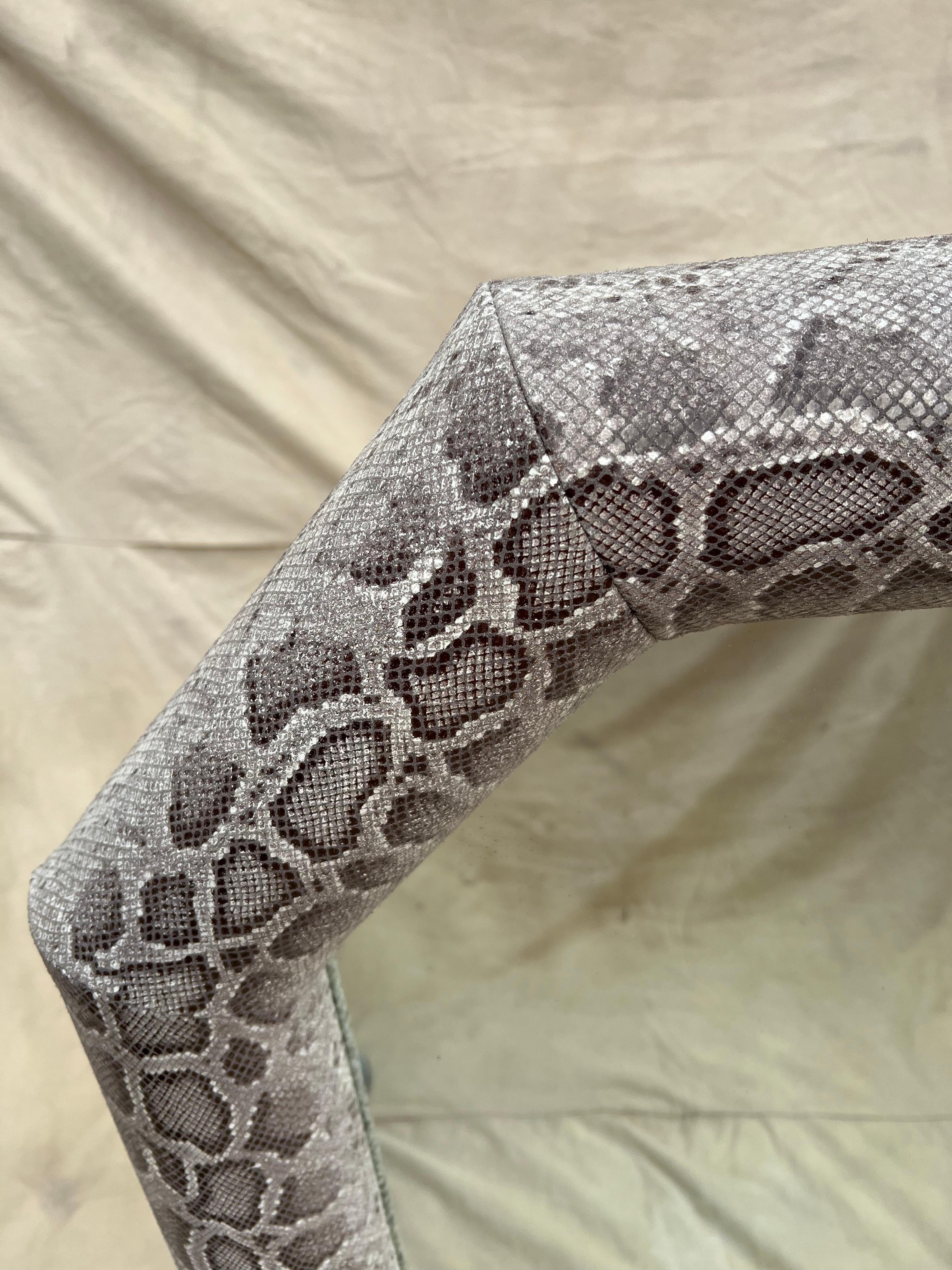 Python Upholstered Wall Mirror, Detachable Chrome Detail For Sale 1