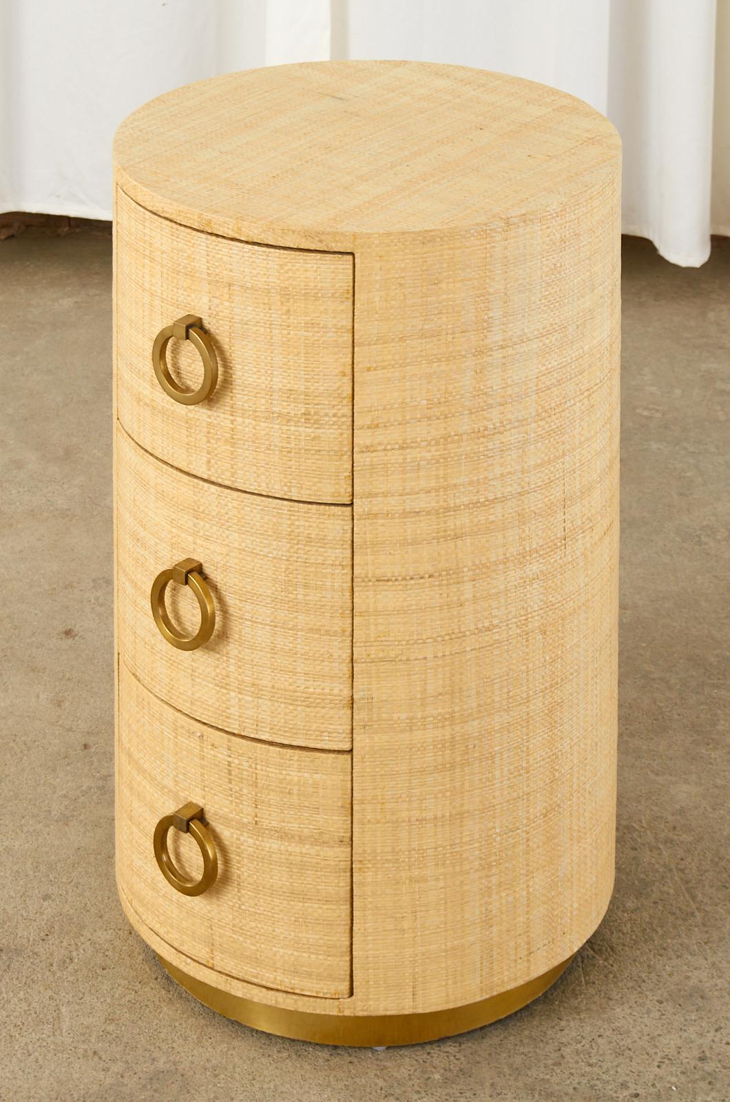 cylinder nightstand with drawers