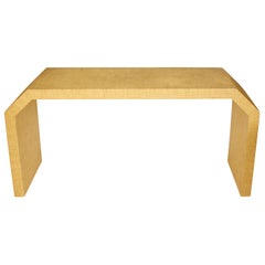 Karl Springer Style Raffia Shaped Console