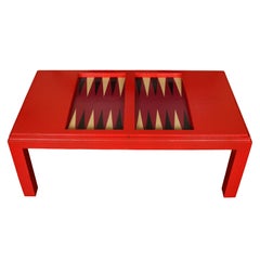 Karl Springer Style Red Backgammon Coffee Table