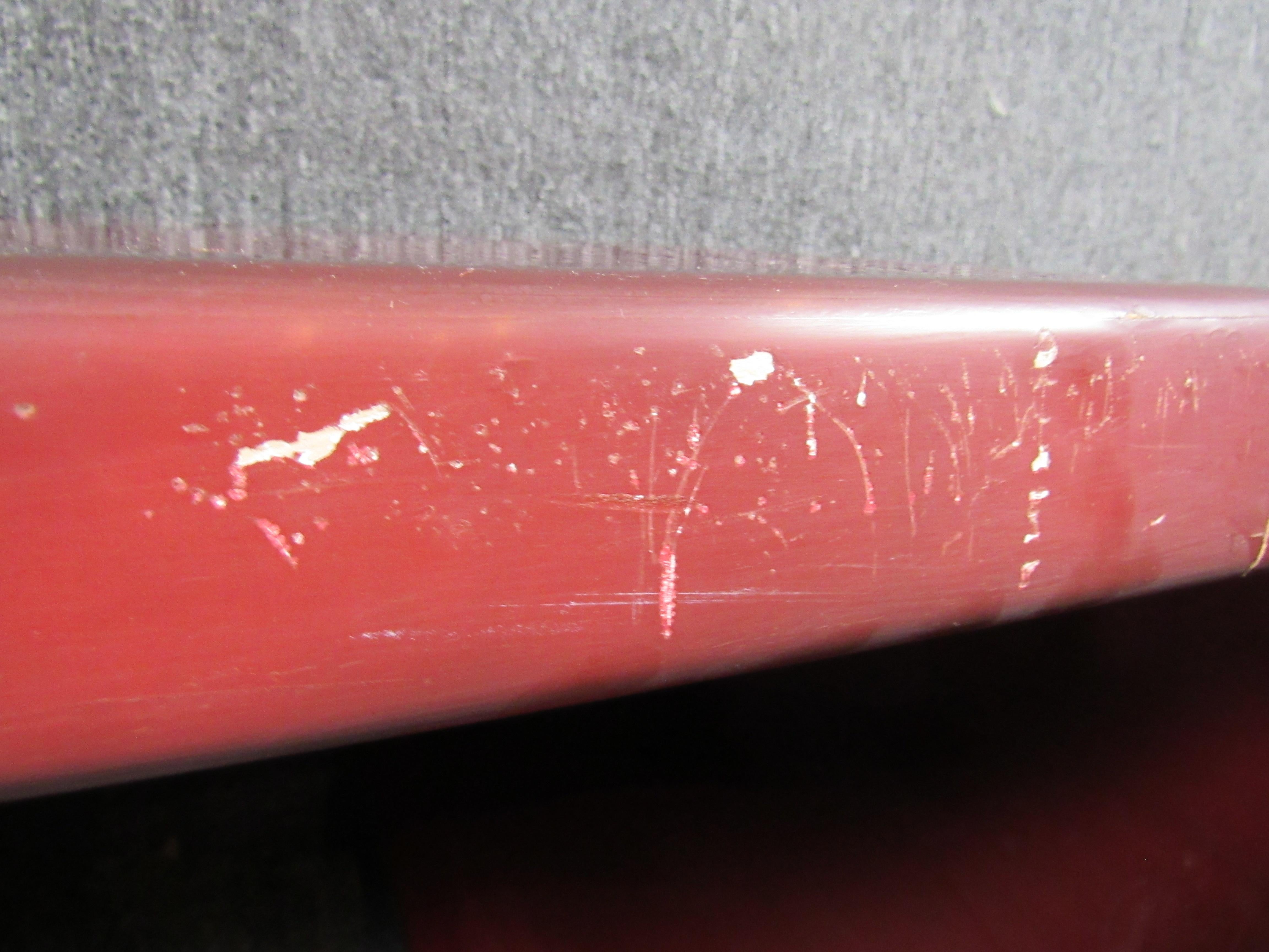 20th Century Karl Springer Style Red Lacquered Scroll Table