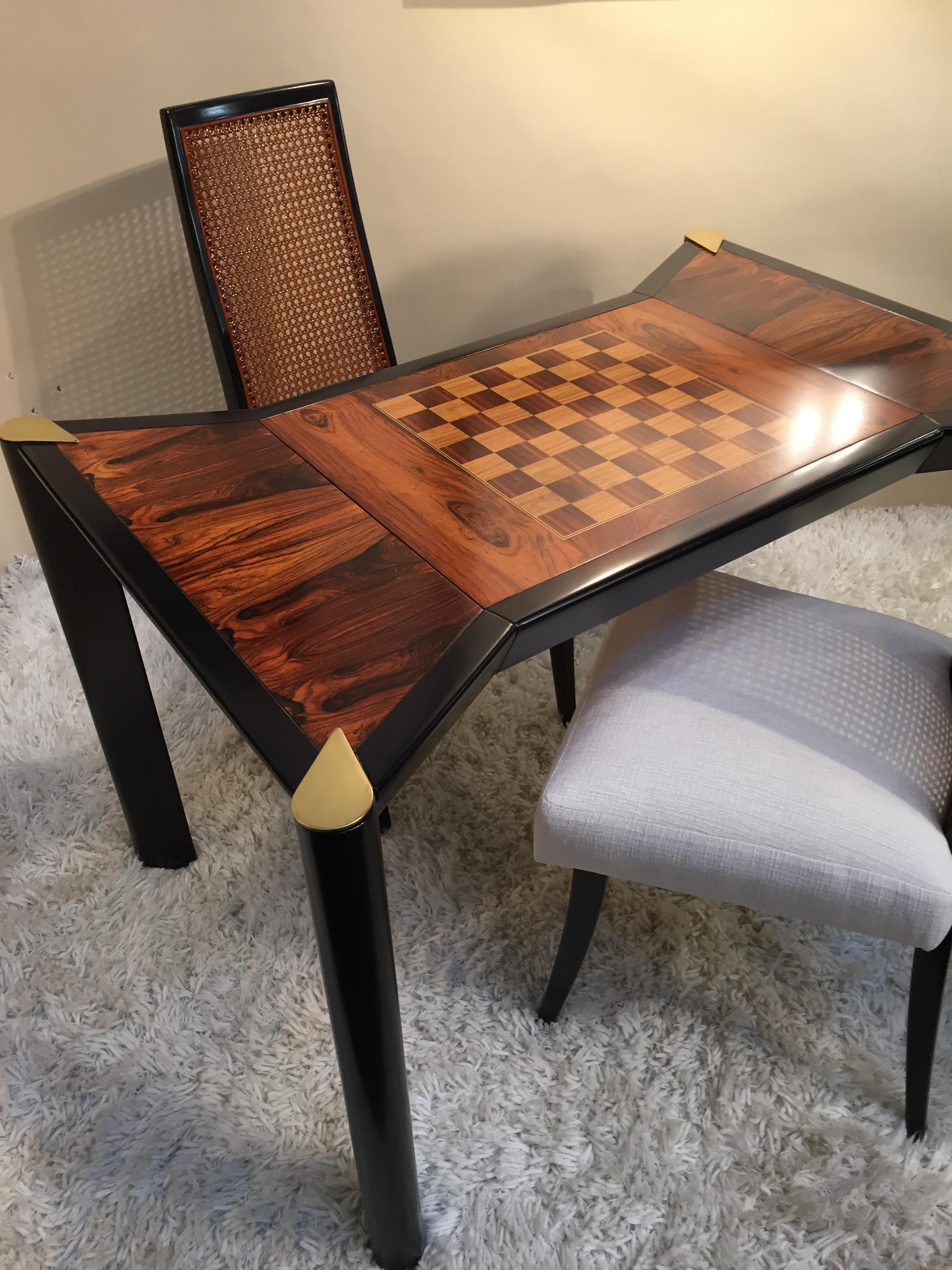 Hand-Crafted Rosewood Game Table /Backgammon Chess Checkers Two Sided