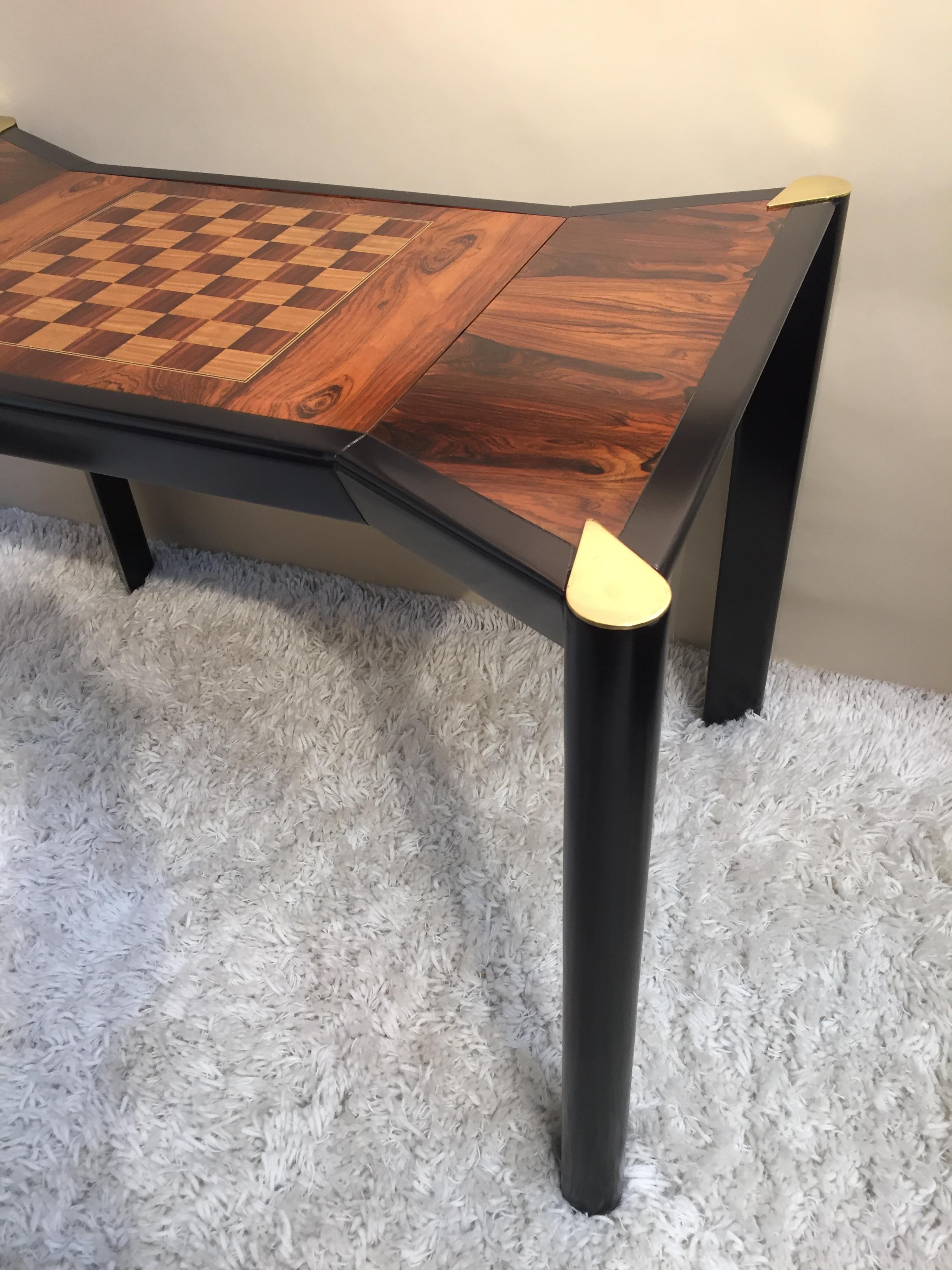 20th Century Rosewood Game Table /Backgammon Chess Checkers Two Sided