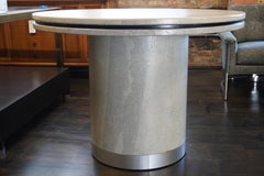 Karl Springer Style Round Dining or Game Table with Pedestal Base