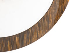 Karl Springer Style Round Mirror With Faux Tigers Eye Lacquered Finish