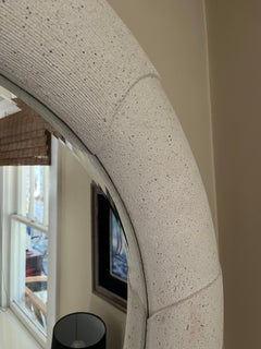 Karl Springer Style Round Sandstone Mirror