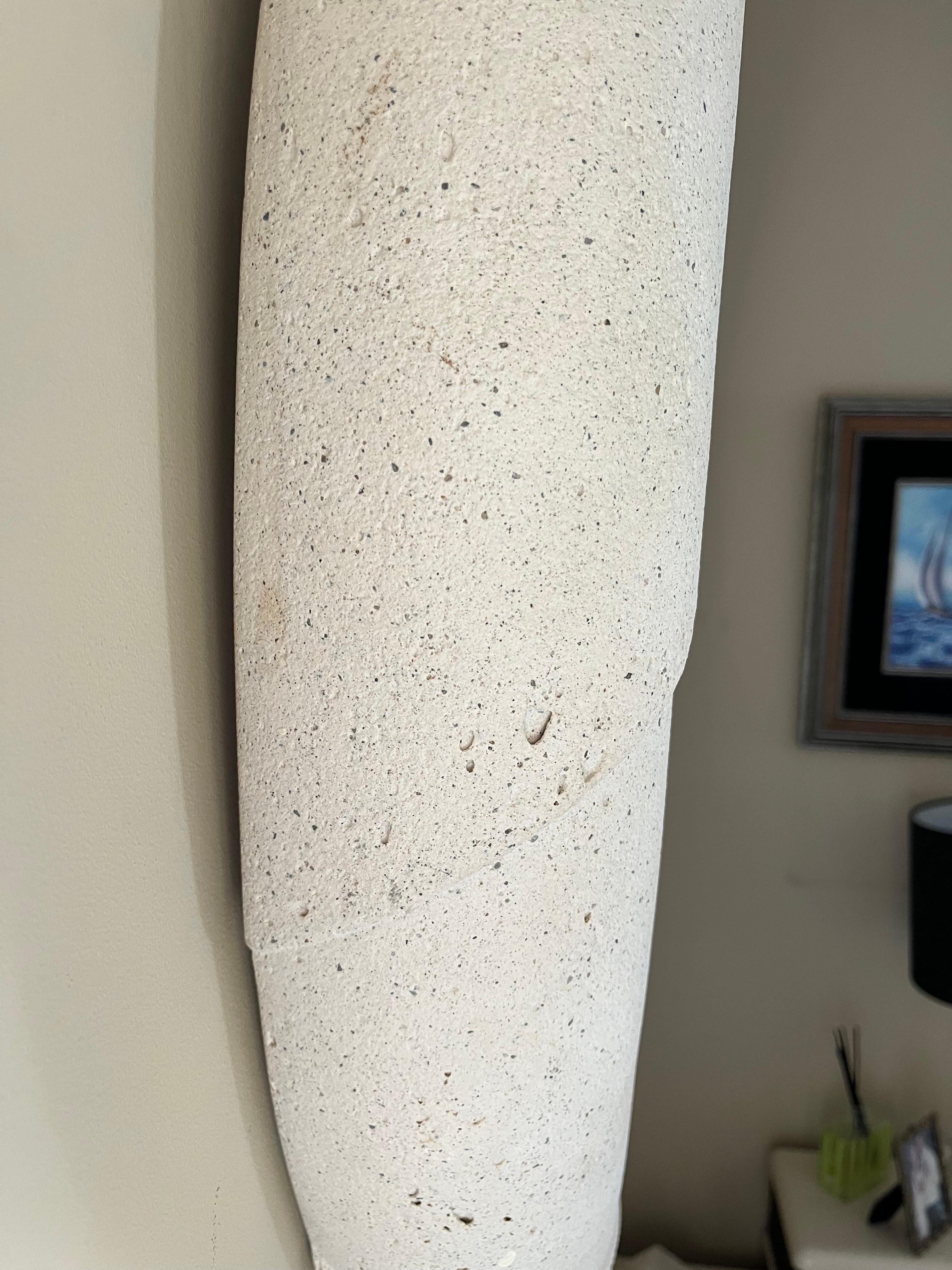 Karl Springer Style Round Sandstone Mirror In Good Condition For Sale In W Allenhurst, NJ
