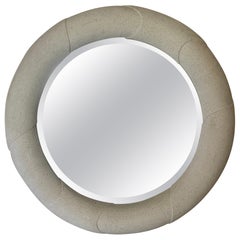 Karl Springer Style Round Sandstone Mirror