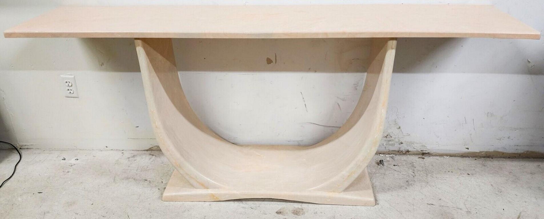 Offering one of our recent palm beach estate fine furniture acquisitions of a 
Karl Springer Style Sculptural Polyresin Console Sofa Table
Very well made and heavy piece of fine furniture.
Polyresin is the same thing they make bowling balls out of