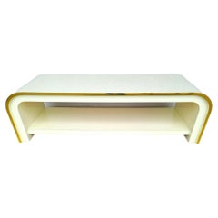 Used Karl Springer Style Sculptural Waterfall Laminate & Brass Coffee Table