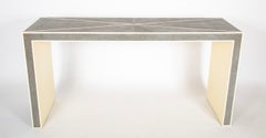 Karl Springer Style Shagreen and Cream Lacquer Console Table by Maitland Smith